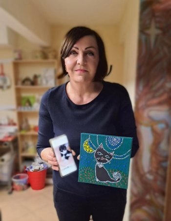 Maľba bodkovaním na plátne